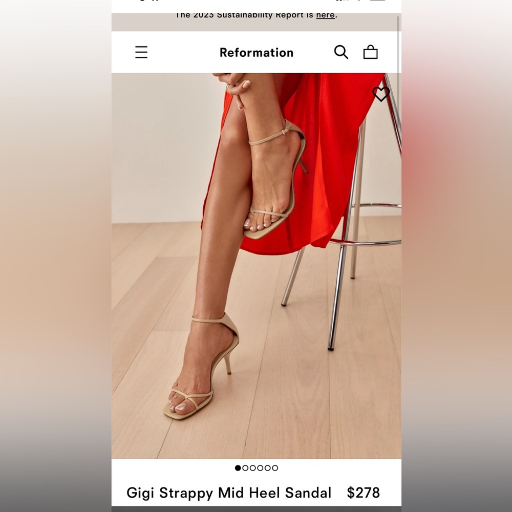 Reformation Gigi Strappy Mid Heel Sandal